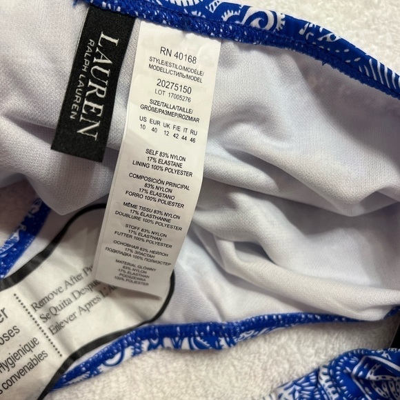 Lauren Ralph Lauren BLUE Bias Tribal Ikat Print Hipster Bikini Swim Bottom - Picture 9 of 12
